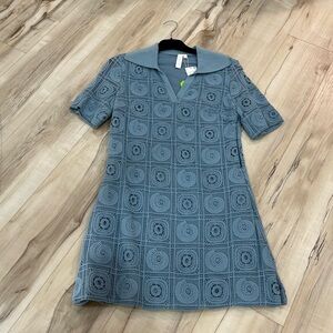 Jonathan Simkhai Blue Crochet Mini Dress